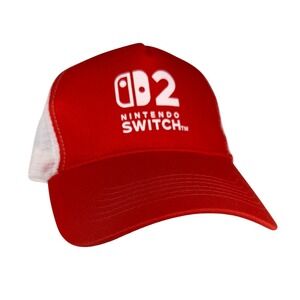 Nintendo Switch 2 Red White Promotional Trucker Hat Snapback Gaming Cap Rare